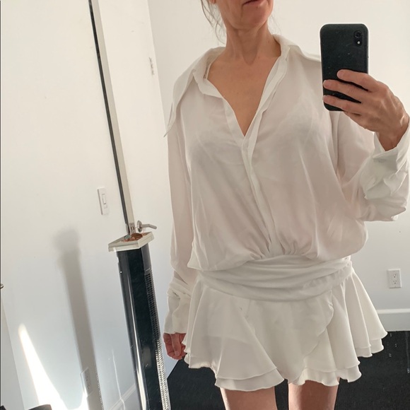 White Long Sleeve Blouse and Skirt Set - Picture 3 of 4